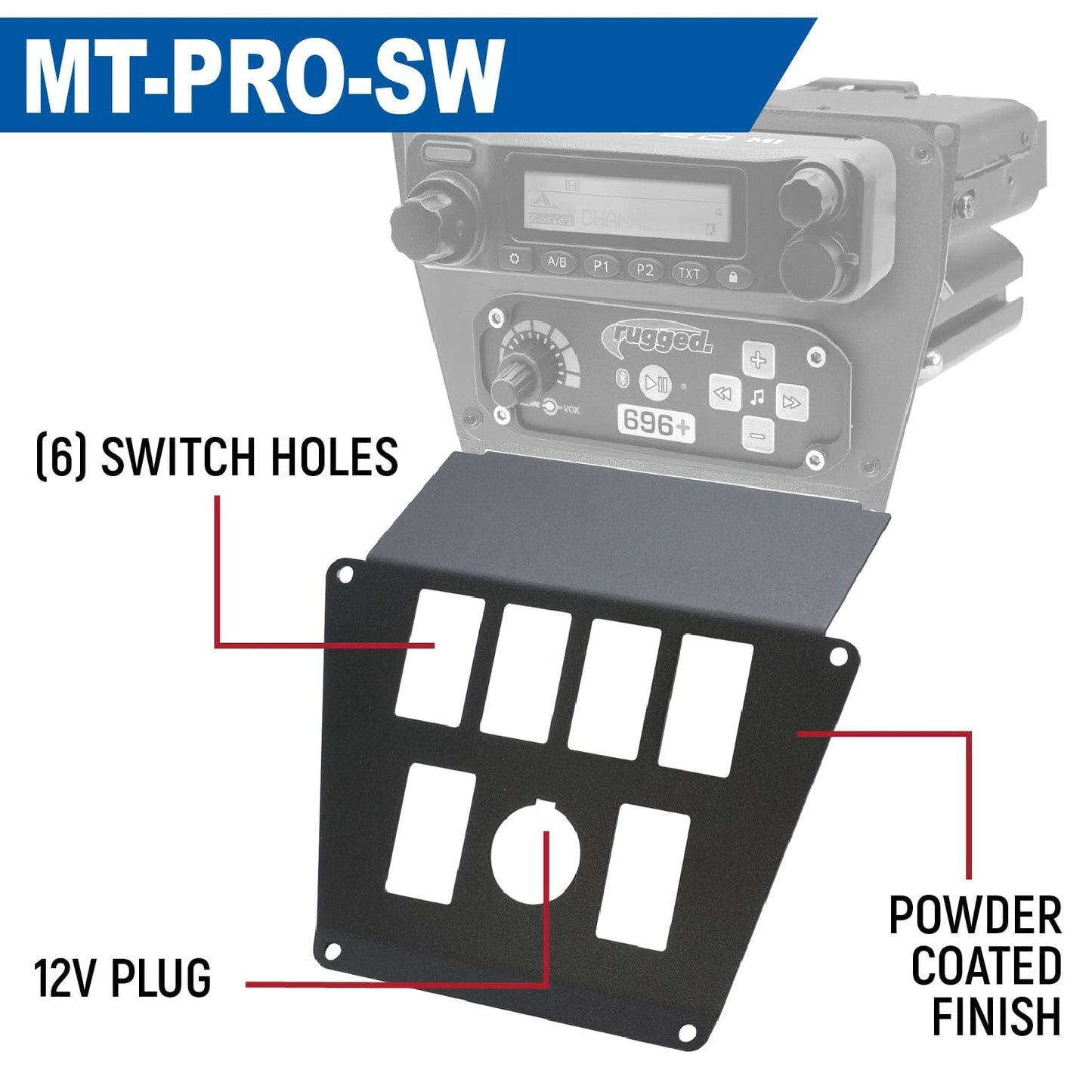 Lower Accessory Panel for Polaris RZR PRO XP RZR Turbo R and RZR PRO R Dash Mount Radio and Intercom - Switch Pros 12