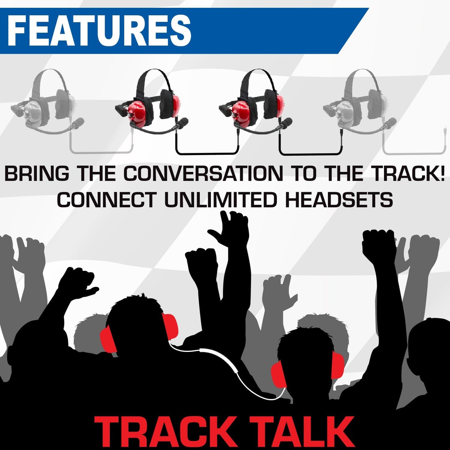 Rugged Radios PAIR - H80 Track Talk Linkable Intercom Headsets - Bring The Conversation To The Circle Track NASCAR event