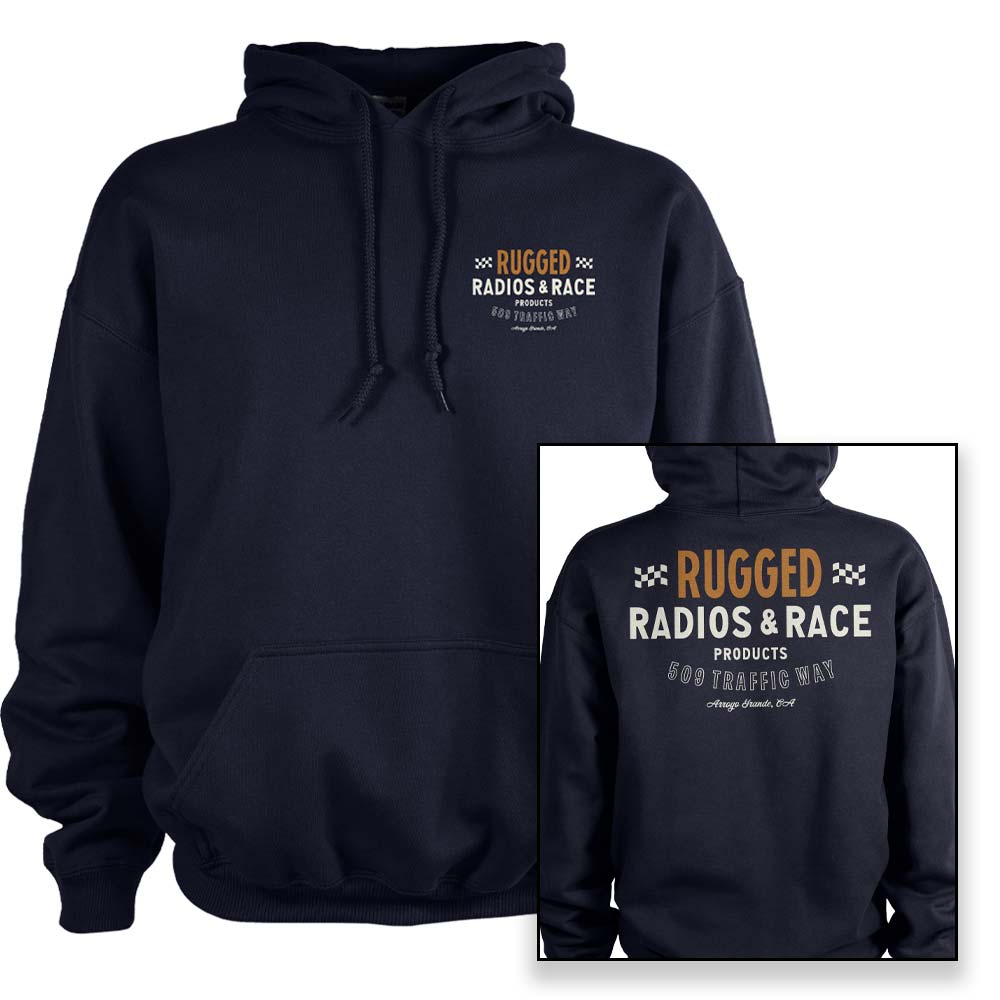 Rugged Radios VINTAGE RACE Pullover Hoodie - Navy Blue - XXL