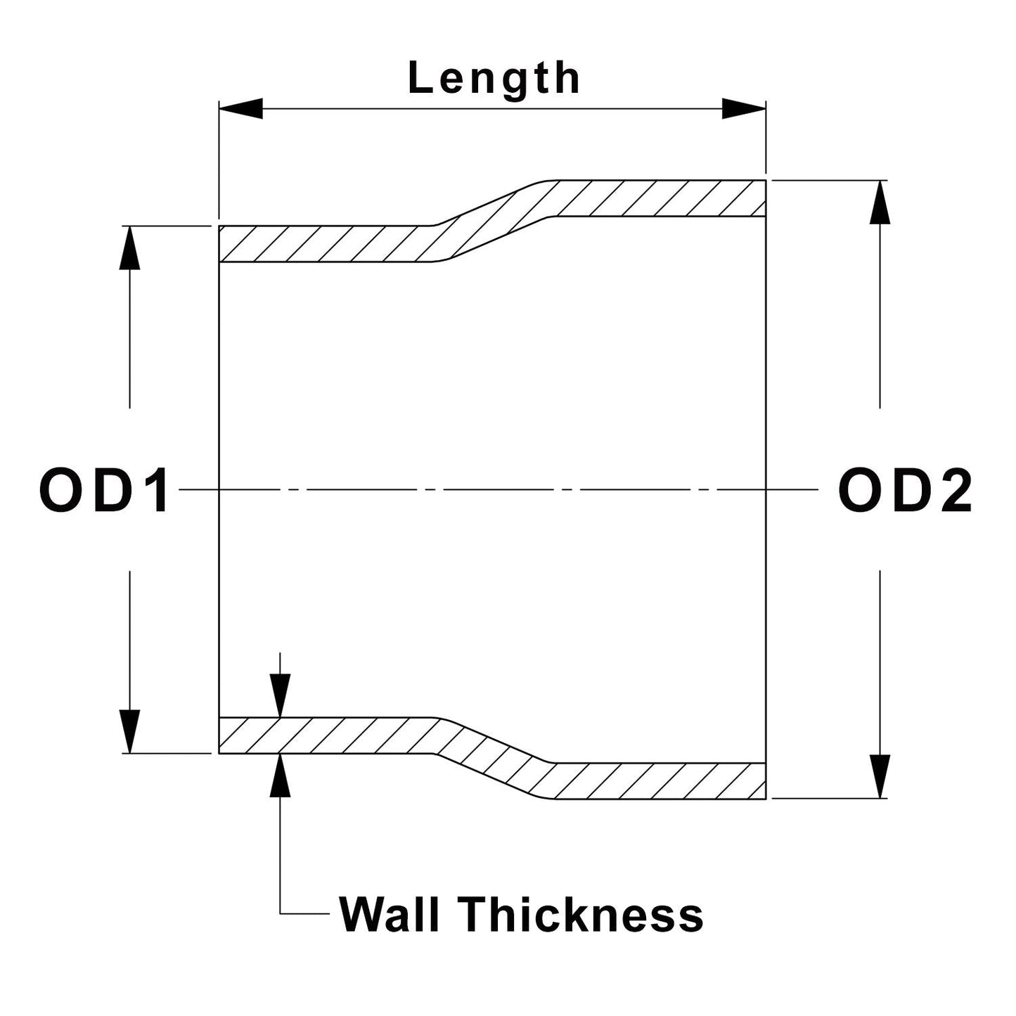HPS Performance Products HPS 1-3/4" - 2" OD, 4" Long 6061 Aluminum Step Up Transition Joiner Reducer Tube Piping
