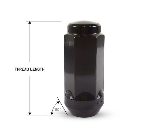 Perfectly Tight 3/4" Hex Bulged Lug Nut Tapered Seat 1/2-20 x 50mm - Black Steel - 1 Piece