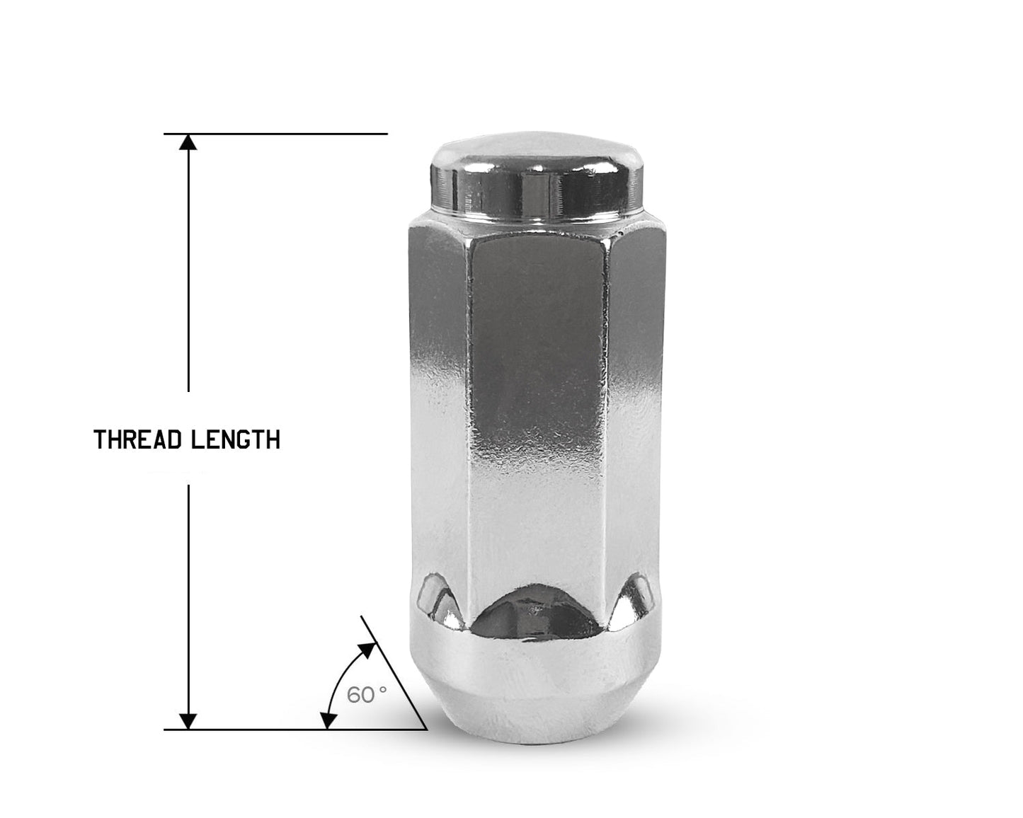 Perfectly Tight 3/4" Hex Lug Nut Tapered Seat 14x1.5 x 50mm - Chrome Steel - 1 Piece